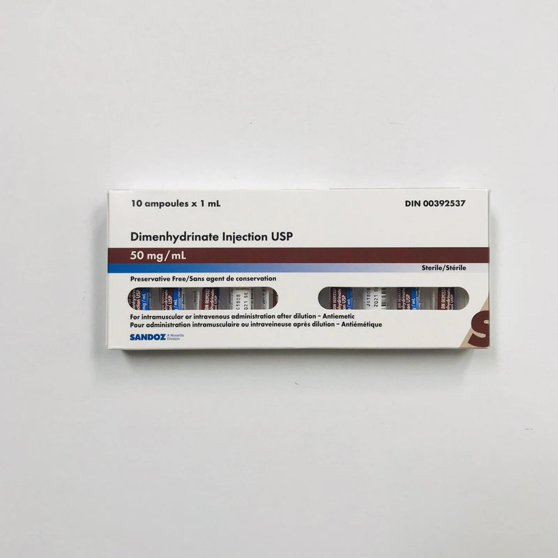 Dimenhydrinate/Gravol Injection 50mg/mL (10 Ampoules/Box)