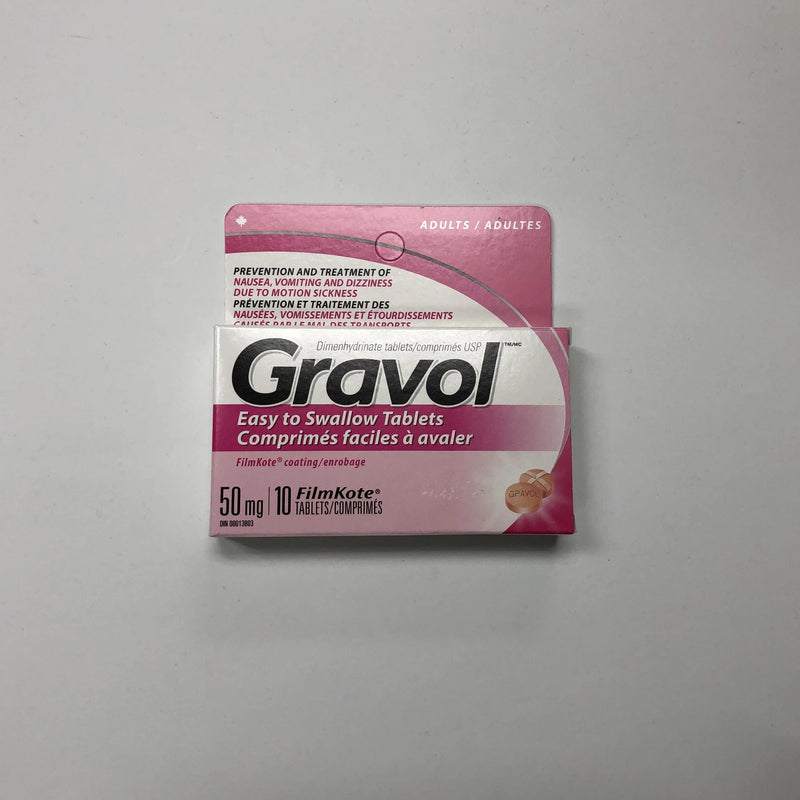 Dimenhydrinate/Gravol 50mg (10 Tablets/Pack)