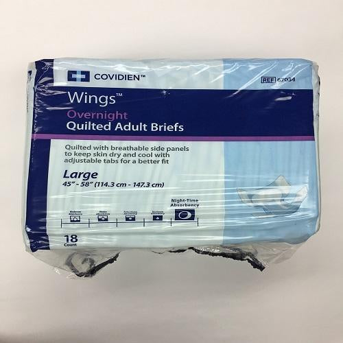 Wings Overnight Quilted Brief Adult Large Waist Size 45" - 58" (18/Pack)