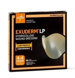 Exuderm Low Profile Hydrocolloid Wound Dressing Thin 4" x 4" (10cm x 10cm)