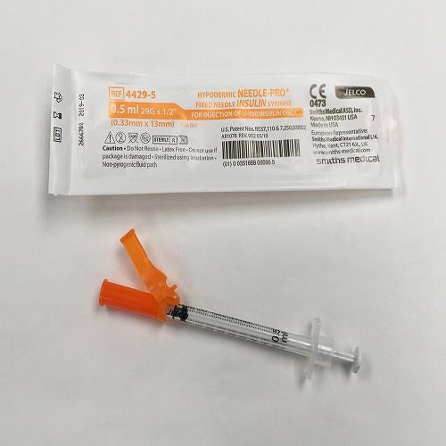 Needle Pro Fixed Needle 0.5mL Insulin Syringe 29G x 0.5"