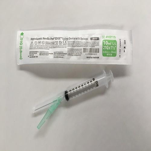 Needle Pro Edge 10mL Syringe with 21G x 1.5" Safety Needle