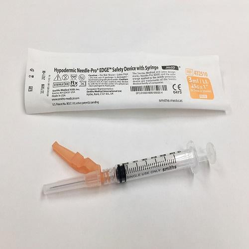 Needle Pro Edge 3mL Luer Lock Syringe 25G x 1" with Safety Needle