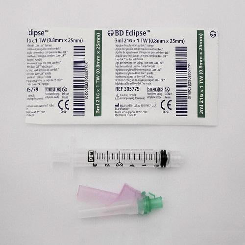BD Eclipse 3mL Syringe with 21G x 1" Safety Needle