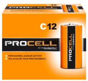 Duracell Procell Alkaline Battery, 1.5V, Size C (Box/12)