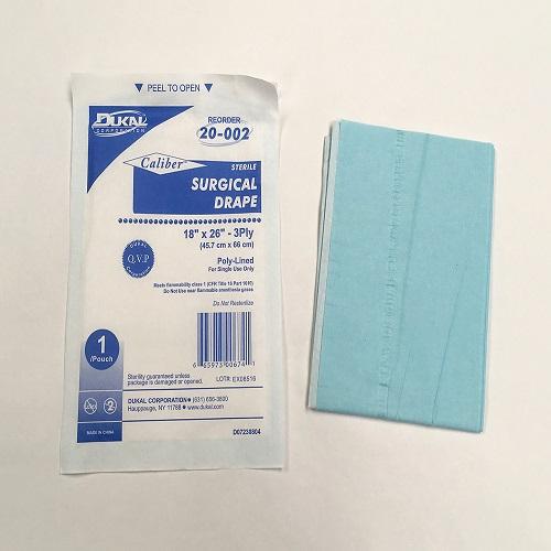 Disposable Non-Fenestrated 3ply Sterile Surgical Drape, 18" x 26"