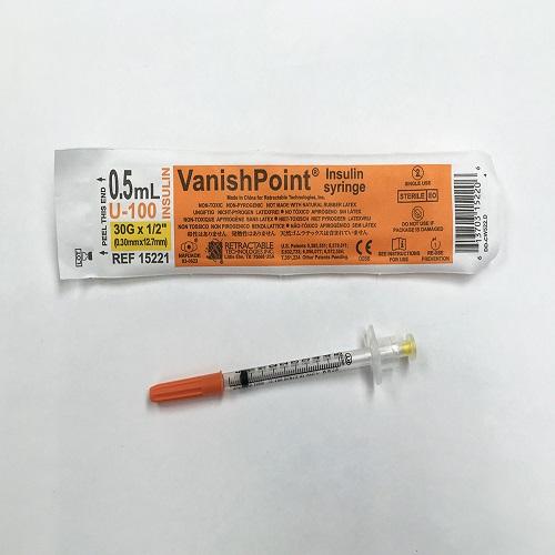 Vanish Point 0.5mL Insulin Syringe 30G x 0.5"